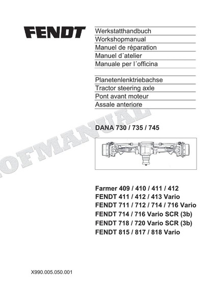 Dana 730 735 745 FüR Fendt 409 410 411 Planetenlenktriebachse Werkstatthandbuch-image