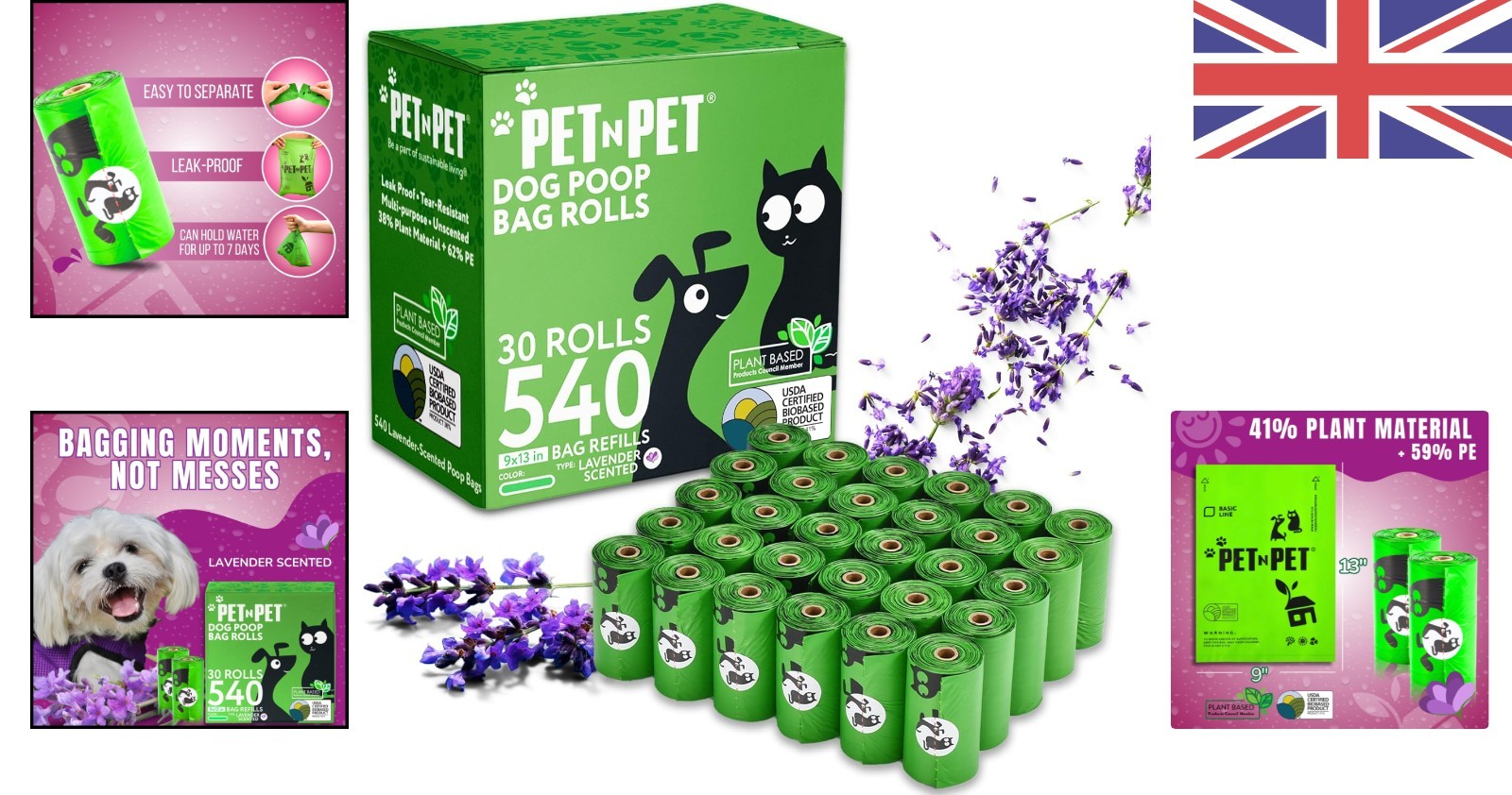540 Count Easy Pickup Lavender Scented Dog Waste Bags - Strong and Biodegradable