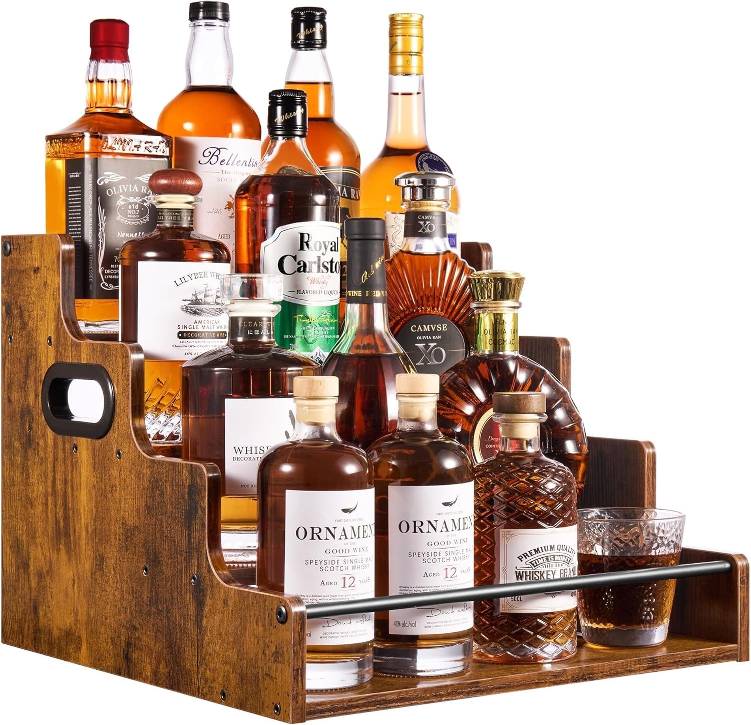 4-Tier Liquor Bottle Display Shelf Coffee Syrup Rack Organiz