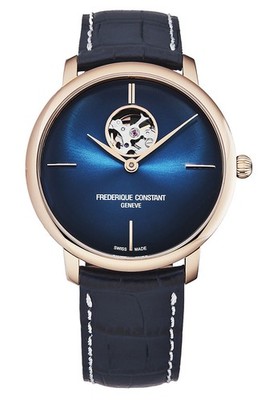 Frederique Constant Slimline Heart Beat Blau Herren Armbanduhr FC-312NS4S4