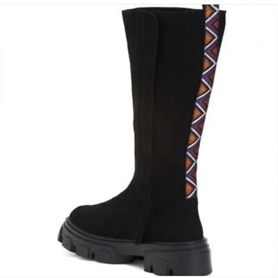 FARM RIO Faux Suede Tall Shaft Boots, vegan leather, black