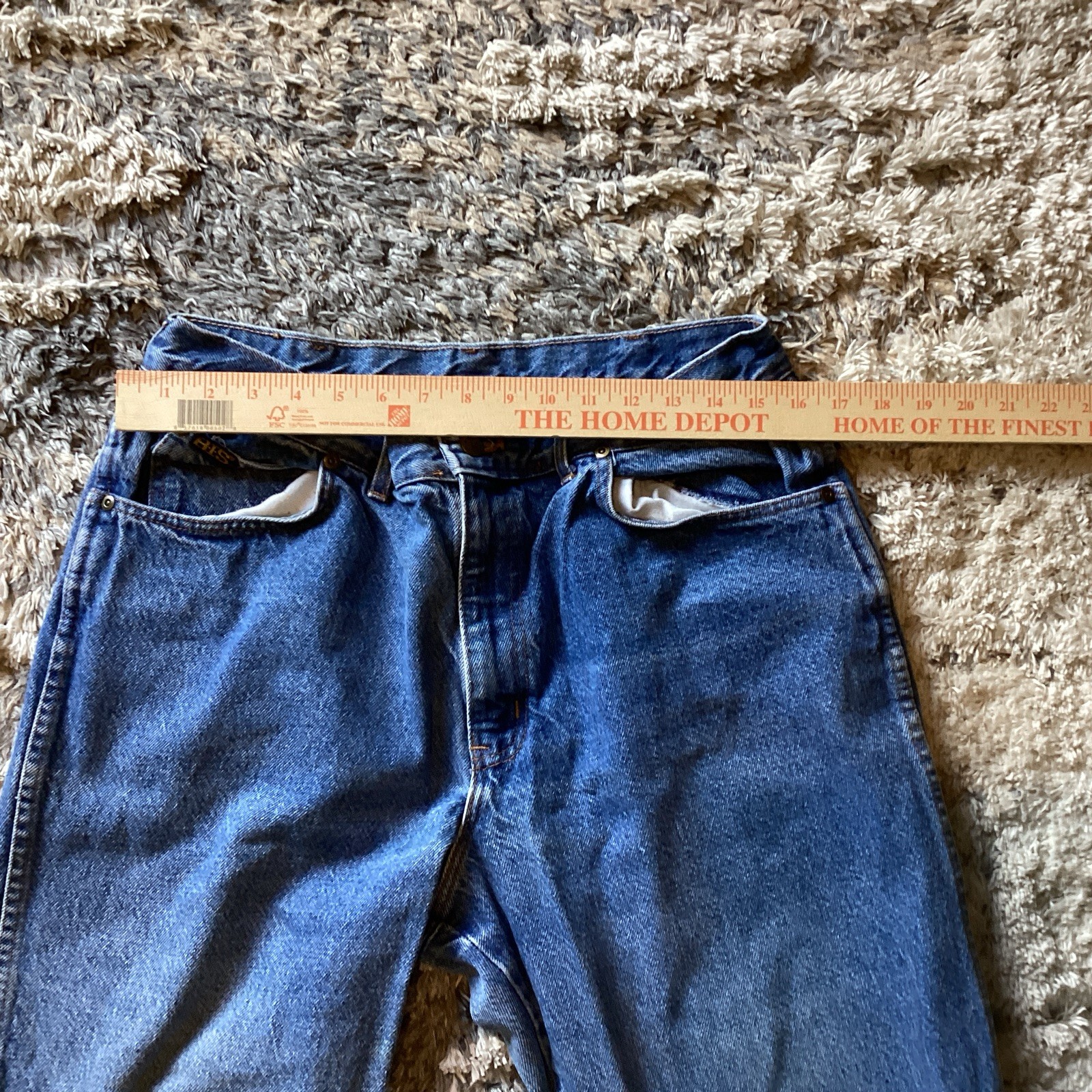 H.I.S. HIS Jeans Mens Straight Mid Wash 33 X 32