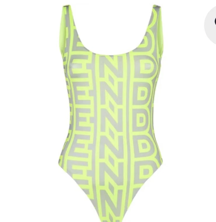 Fendi — Fendi One-Piece Swimsuit - Neon Green and gray size small reversible