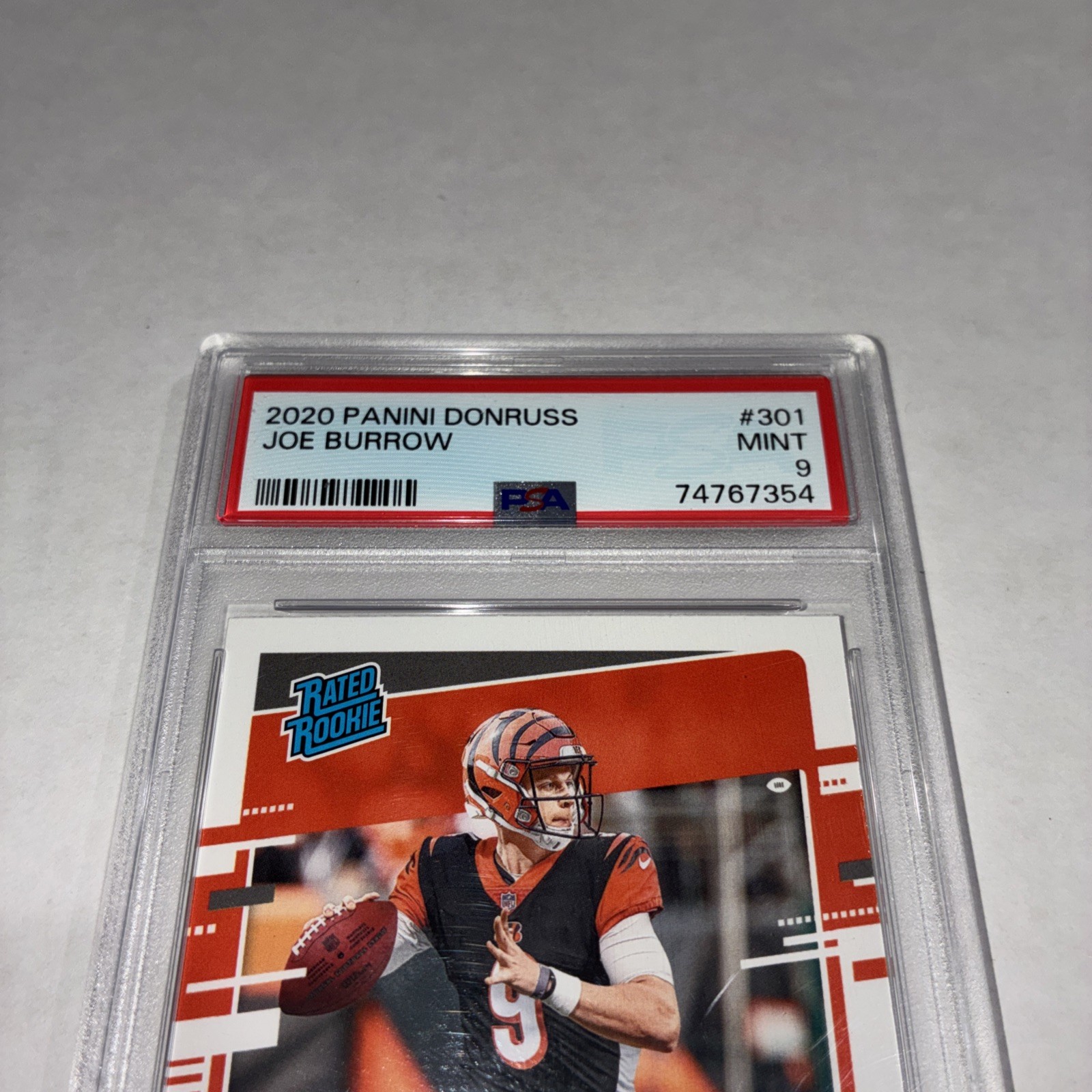 JOE BURROW CINN BENGALS NFL DONRUSS RATED ROOKIE BASE PSA 9 MINT 2020 view 3