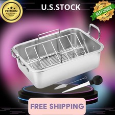 15 Stainless Steel Roasting Pan with V-Shaped...