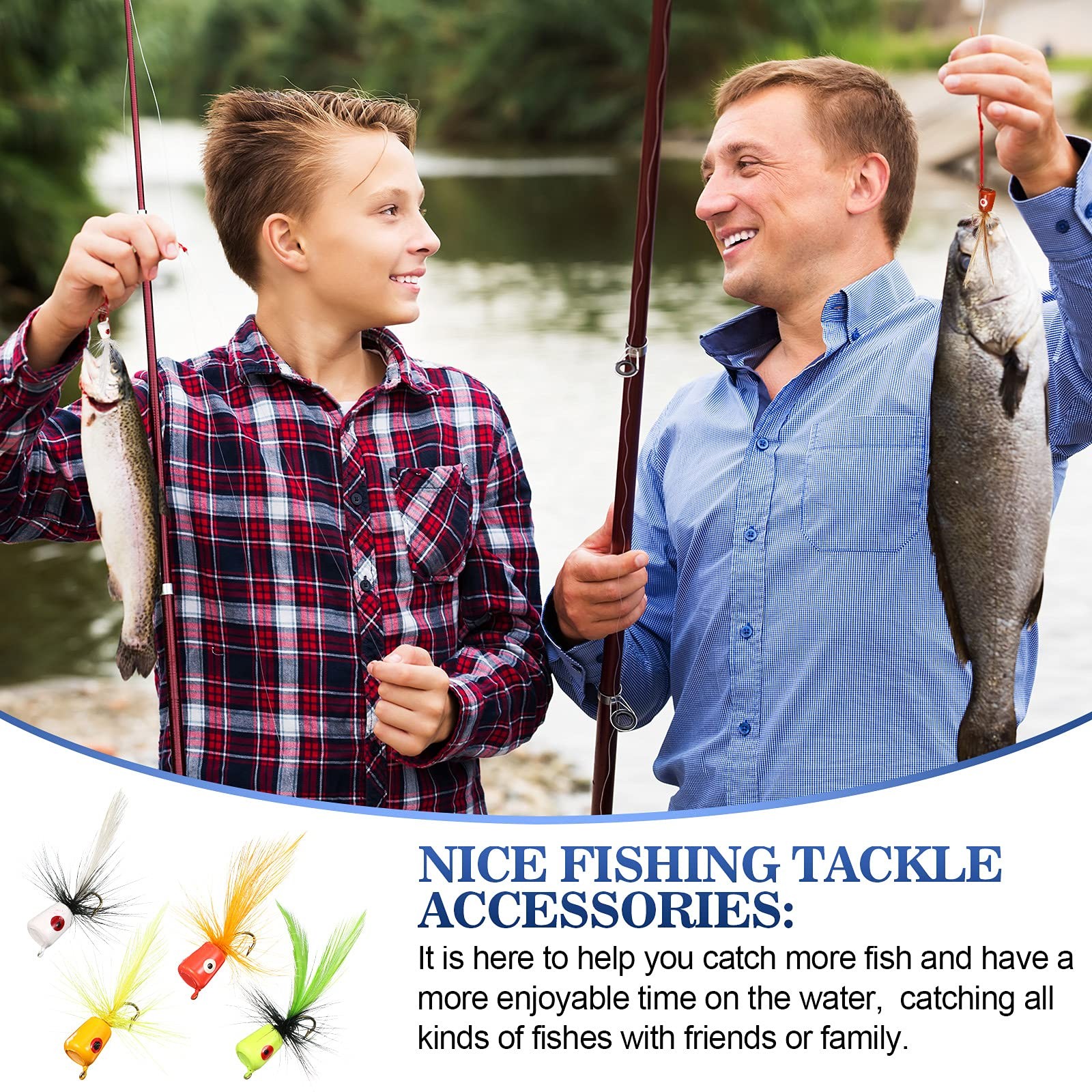 40 Pieces Fly Fishing Flies Poppers Panfish Dry Medium, Assorted  - Image 5