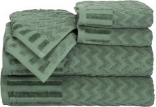 6-Piece Cotton Deluxe Plush Bath Towel Set   Chevron Pattern Plush Sculpted Spa