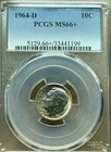 1964D Roosevelt Dime PCGS MS66+ Crazy Toning Gold Shield Slab Wild Coin!! 🔥