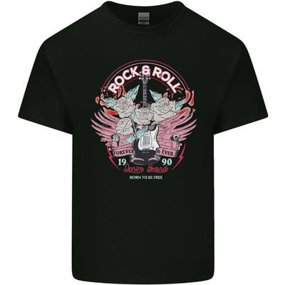 Gildan 3000 Rock n Roll Born To Be Free T-Shirt Herren Crew Neck Schwarz