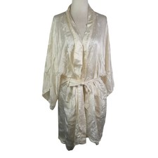 Vintage Longevity Chinese Cream Silk Blend Satin Robe
