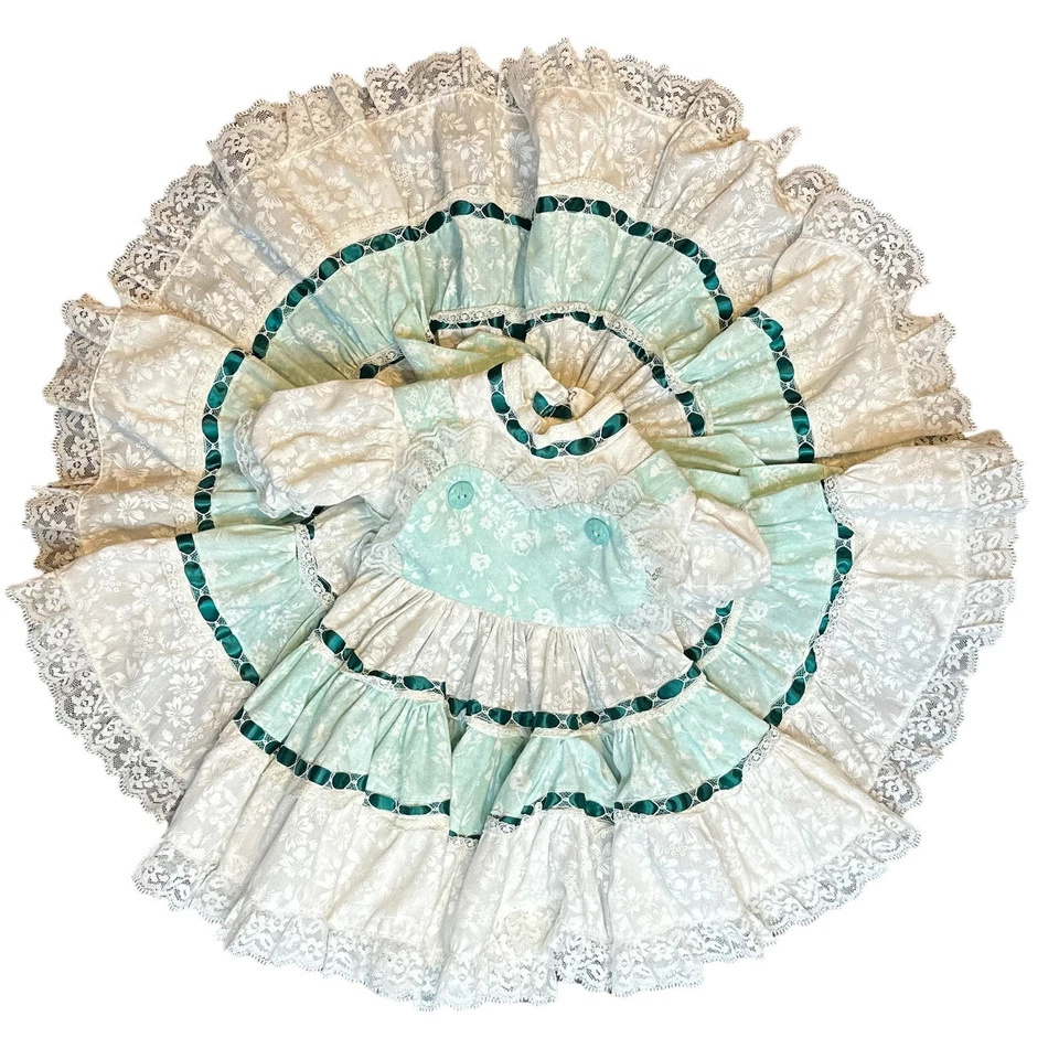 VTG Full Circle Dress Baby Girl 3-6 M Party Pageant Floral Lace Puff Slv Bloomer - Image 3 of 4