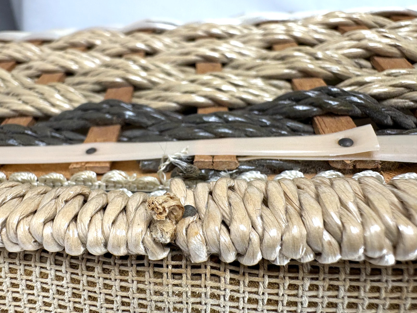 Vintage Penneys sewing basket needlepoint on legs