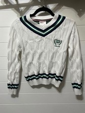 Wilson Girls White V-Neck Cable Knit Sweater