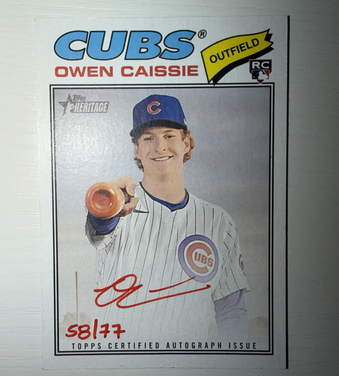 Topps 2026 Heritage Owen Caissie ROA-OC RC Red Ink Auto 58/77