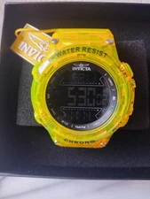 Invicta Men's Waterproof 217399 Black Dial Yellow Silicone Band