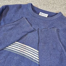 Vintage 80s Meister 100% New Wool Blue Chest Bar Classic Sweater