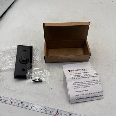 Newhouse Hardware Recessed Wired Doorbell Button Black BT6BV Metal Beveled Edge