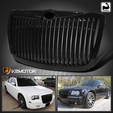 Fits 2005-2010 Chrysler 300 300c Limited Srt8 Glossy Black Vertical Hood Grille