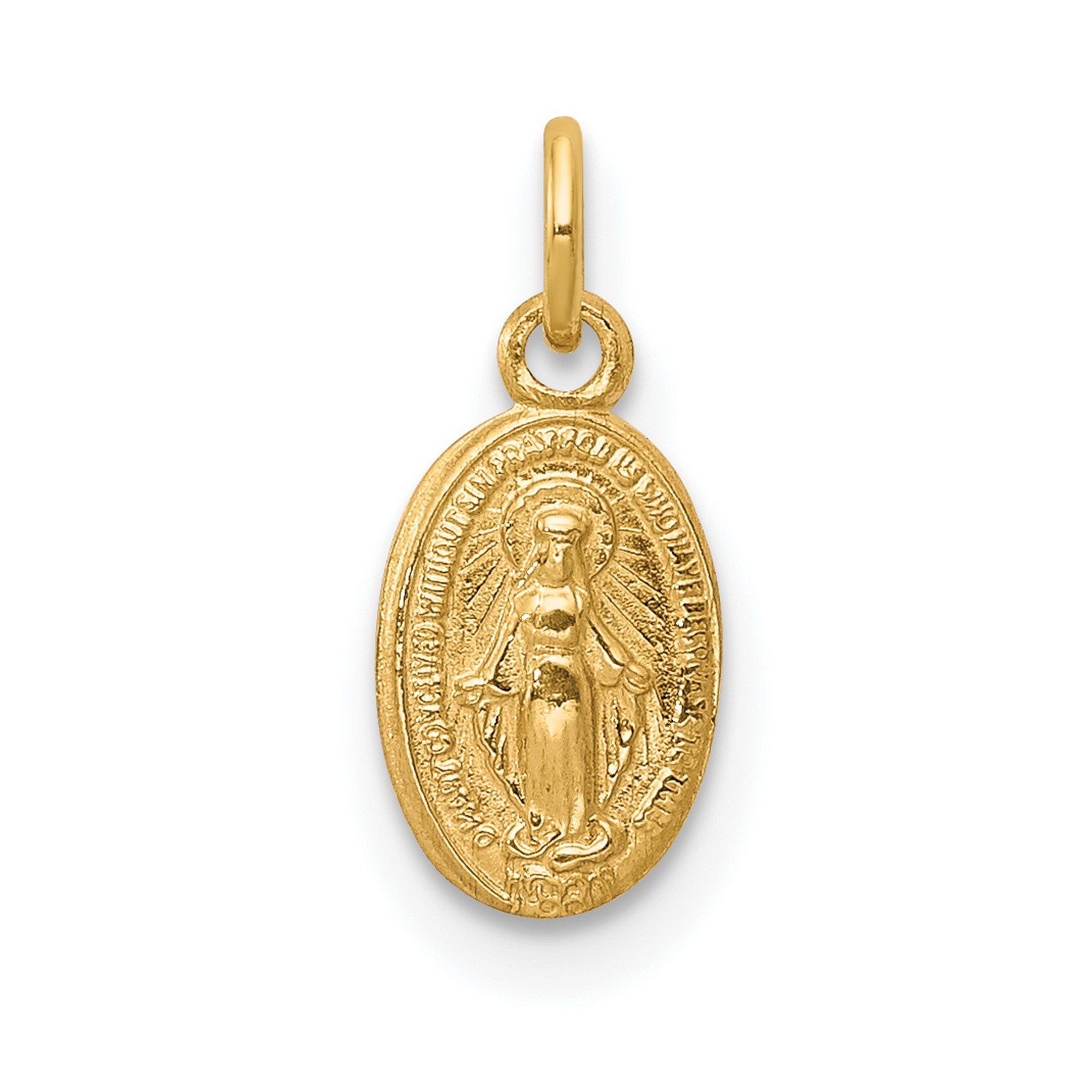 14k Yellow Gold Solid Miraculous Medal Virgin Mary Pendant Polished ...