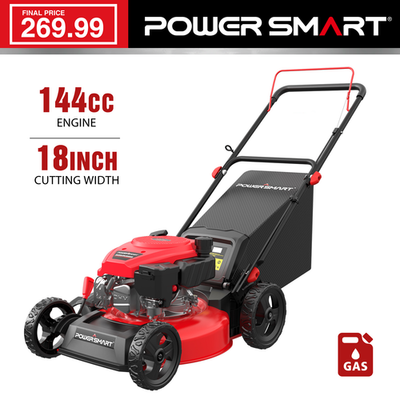 #ad PowerSmart 18quot; Push Gas Lawn Mower 144cc High Efficiency Cutting Medium Yards $269.99