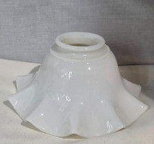Vintage Milk Glass Ruffled Edge Crimped Lamp Shade Ruffle Scallop 2.25'' Fitter