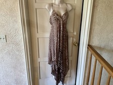NWT Diva Collection brown geometric print asymmetrical sundress size medium