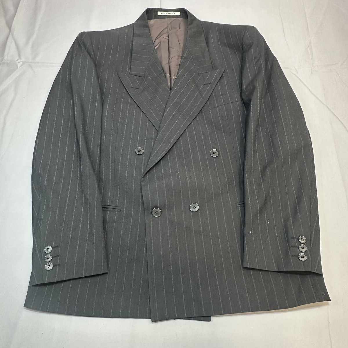 Vintage Yves Saint Laurent Suit Jacket Mens 42 Gray Wool Pinstripe