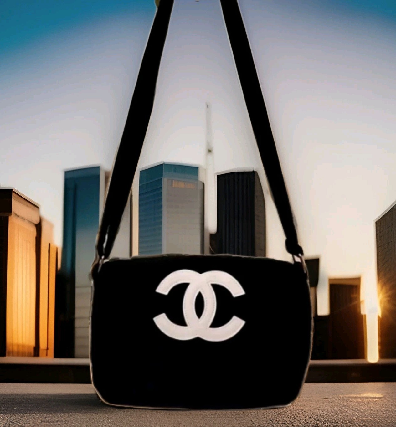 CHANEL CC VIP Precision Black White Tote Shoulder Messenger Bag New