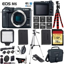 Canon EOS M6 Mirrorless Digital Camera Black, Body Only  16GB Class 10 Memory