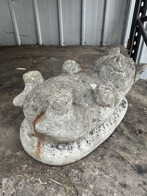 Vintage liegendes Schwein Beton Garten Ornament Statue 