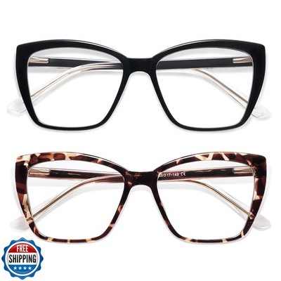AMOMOMA Trendy TR90 Oversized Blue Light Reading Glasses Women,Stylish Square