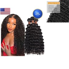 Angie Queen Brazilian Virgin Hair 14 16 18in Deep Wave 3 Bundles Natural Black