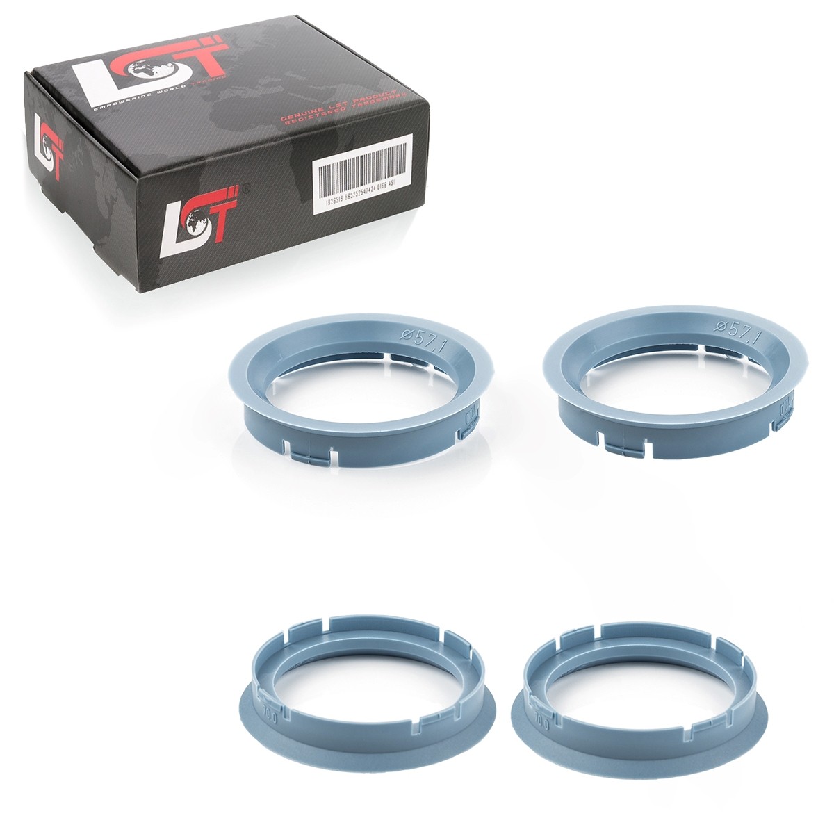 4x Distance Rings Centering Light Blue Alloy Wheels Ø 70,0 - 57,1 MM for