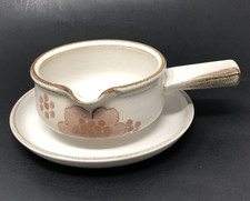 Denby Gypsy Gravy Boat and Underplate Pink Stoneware England Vintage 2 Piece