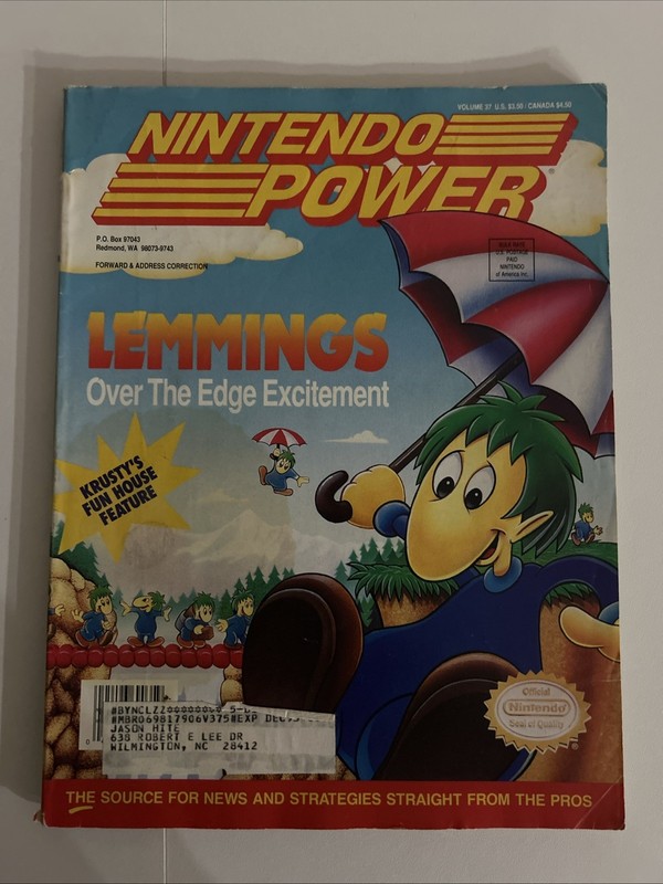 Nintendo Power Volume 37 Lemmings Metroid 2 June 1992 with Poster