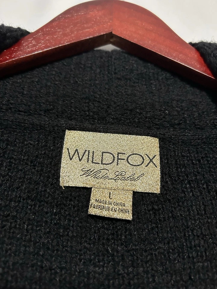 Wildfox 白色标签女式校队懒人莱特曼开衫毛衣 L 黑色 — 第 3/4 张图片