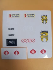 Cobra Fang 2 Sticker Sheet, NewCustom,Repro, Renew Your 1989 Gi Joe Fang 2+Extra
