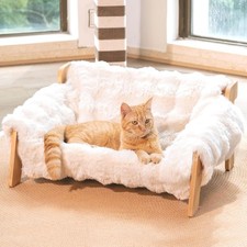 Elevated Cat Couch Bed Wooden Raised Kitty Sofa Lounge Chair