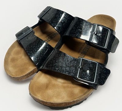 Birkenstock ARIZONA Black COSMIC GLITTER SPARKLE Patent Leather Sandals 38/7