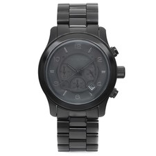 Michael Kors Runway Black Steel Chronograph Black Dial Mens Watch MK8157