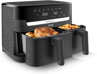 Tefal EY901N Dual Easy Fry Heißluftfritteuse 8 3L Doppel Airfryer 2700W 7 Prog