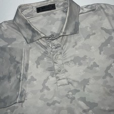 G/Fore Icon Camo Golf Polo Shirt Mens Size Med Snow Gray Skull Tech Performance