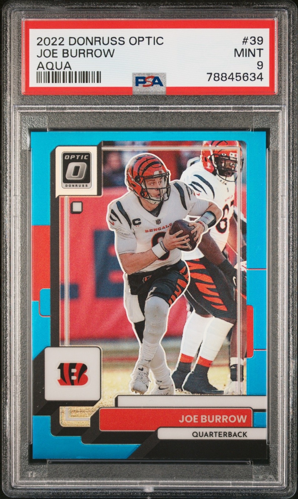 2022 Panini Donruss Optic #39 Joe Burrow Aqua #/299 PSA 9
