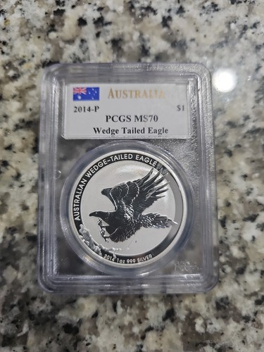 UNDER VALUE 2014 P $1 Australia Wedge Tailed SILVER Eagle NGC MS70 J.Mercanti Si