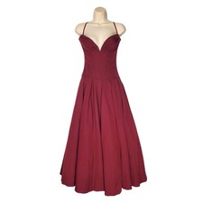 House Of CB Lady Strapless Pleated Midi Dress Windsor Wine Red Small Cup D-E