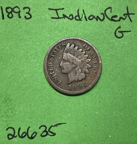 1893 Indian Head Cent / Penny 1c G Good