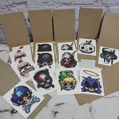 Tatt Me Temporary Tattoos Game Over Scary Skull Lot Of 13 Sonic Link Kong Gamer