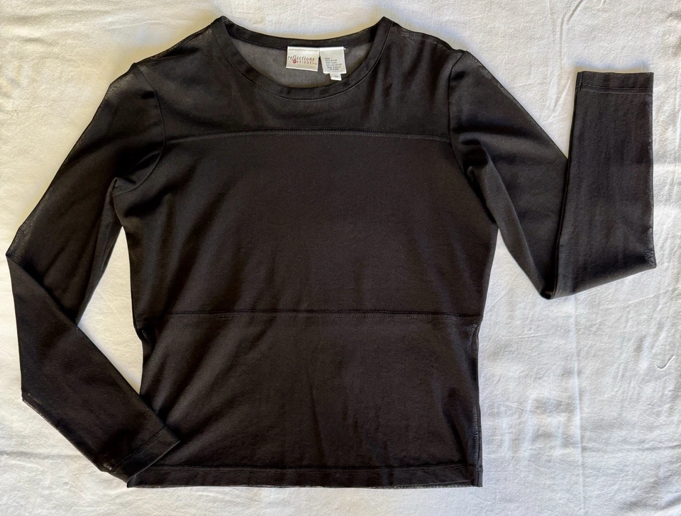 复古网眼上衣 Spiegel 透明尼龙网眼衬衫 90 年代 Y2K 尺寸 M — 第 3/4 张图片