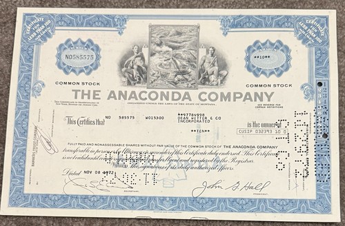 Vintage Stock Certificates, Phelps Doge, Calumet & Hecka, The Anaconda Company - Picture 4 of 7