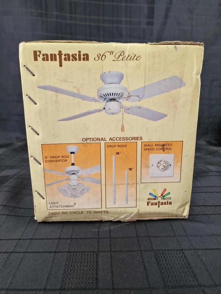 Fantasia Petite 36in Ceiling Fan White & White Blades & Brass Screws - Image 4 of 4